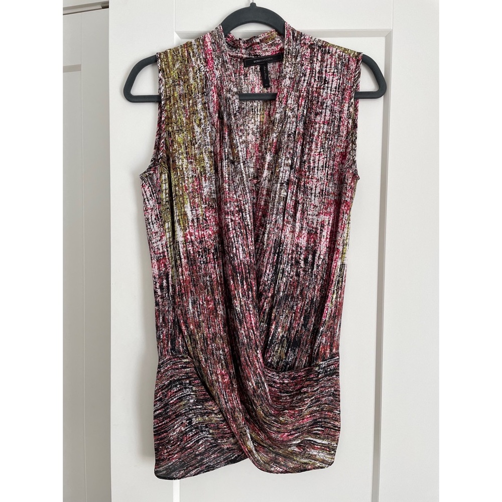 BCBG crossover sleeveless blouse